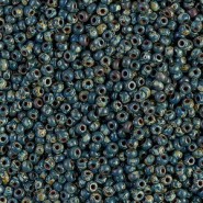 Miyuki seed beads 11/0 - Opaque dark teal picasso 11-4516